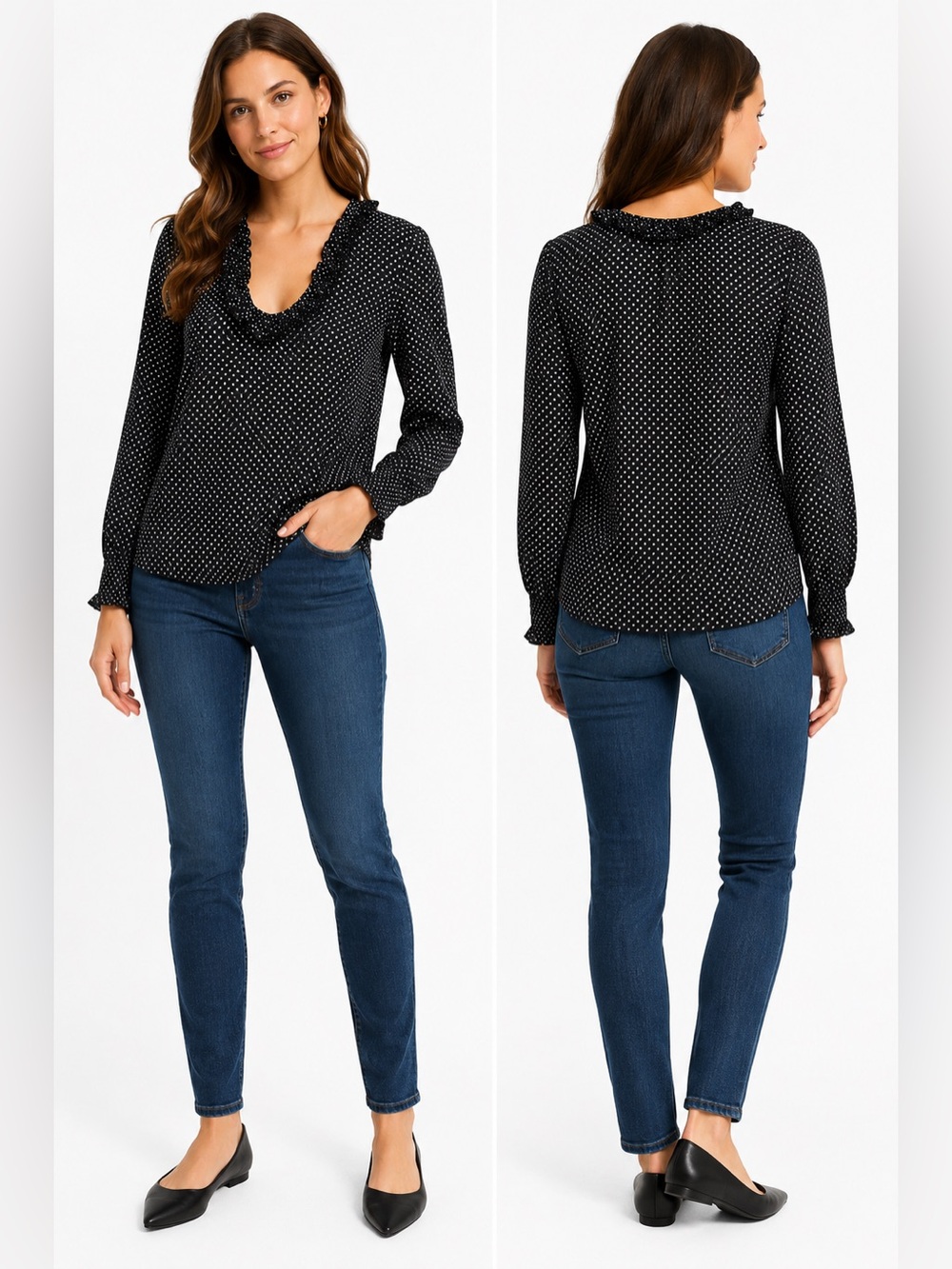Banana Republic Women’s Black&White Polka Dot Blouse | Size S| 100% Cotton